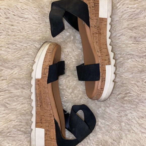 Steve Madden Bandi Elastic Cork Platform Wedges - Picture 1 of 7